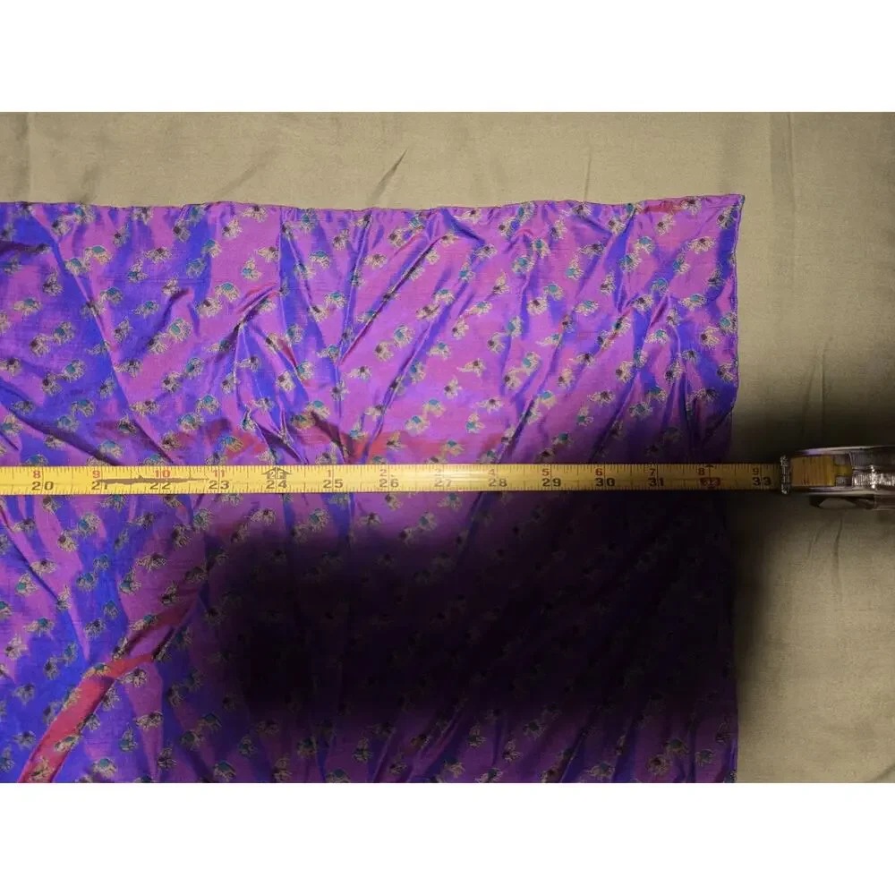 Vintage Handmade Thai Silk Scarf Shawl Wrap Purple 100% Silk Thailand elephant